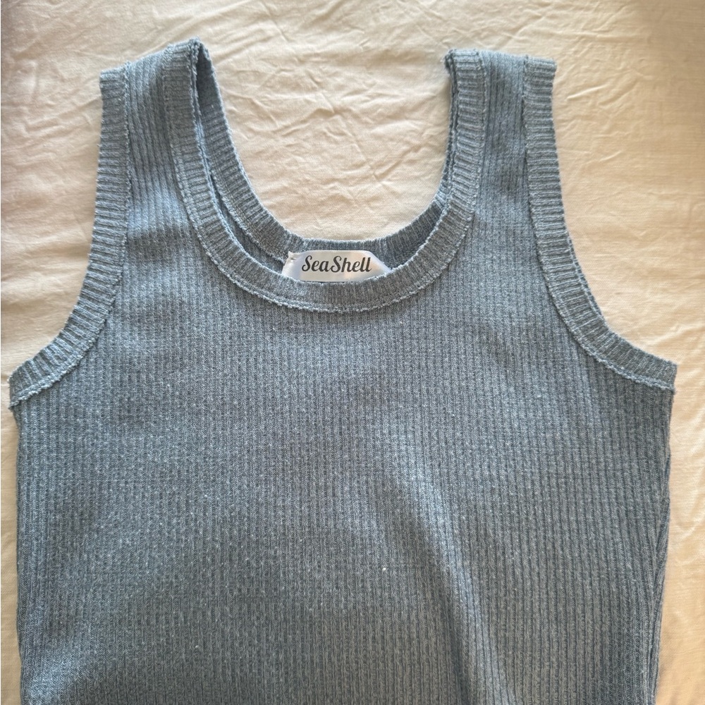SeaShell Light Blue Ribbed Tank Top